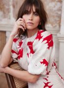 Red Floral Print Midi Dress