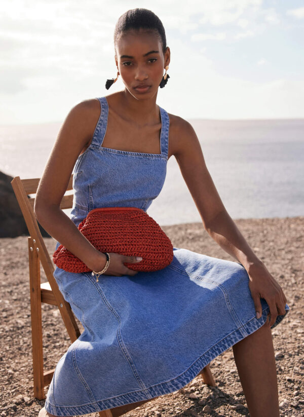Blue Denim Midi Dress - Image 3