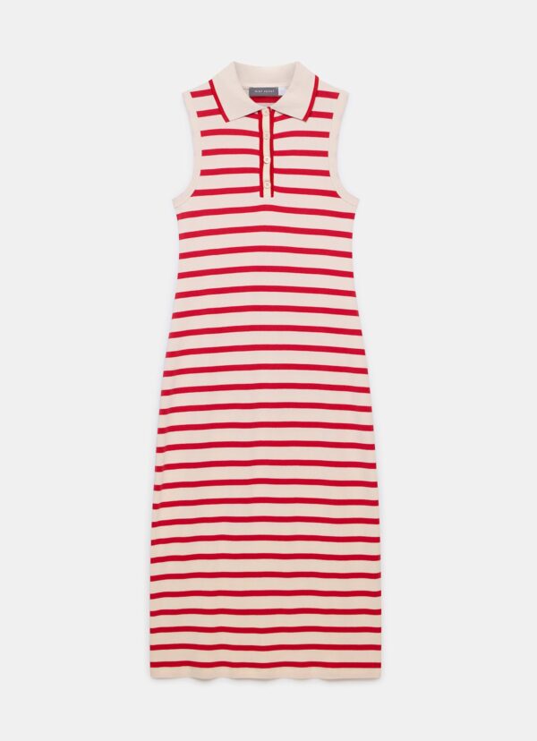 Red Striped Polo Midi Dress - Image 6