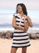 Navy Stripe Knit Mini Dress