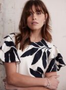 Neutral Palm Print Midi Dress
