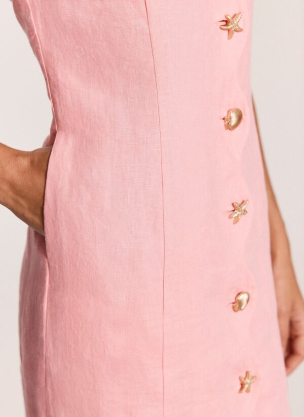Pink Linen Starfish Mini Dress - Image 3