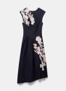 Navy Floral Print Midi Dress