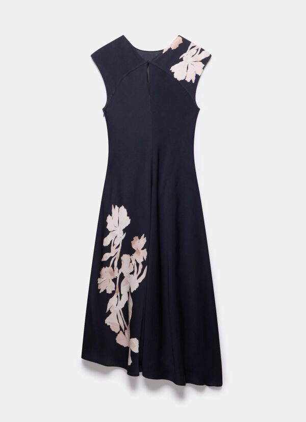 Navy Floral Print Midi Dress - Image 7