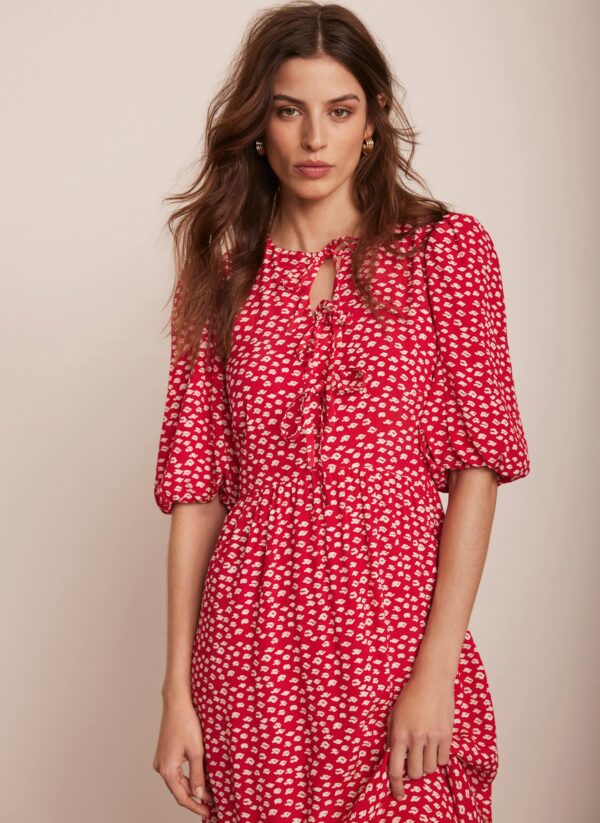 Red Lip Print Midi Dress - Image 3