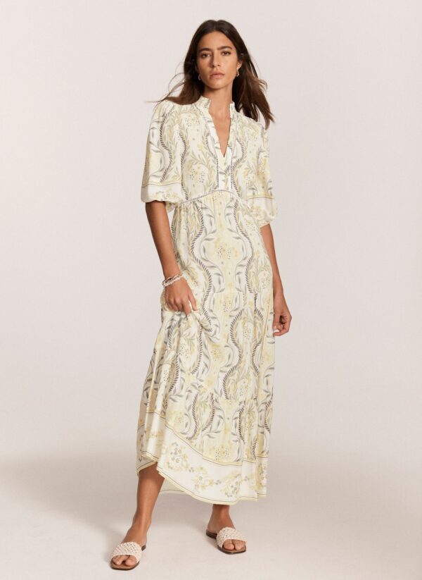 Yellow Floral Print Maxi Dress